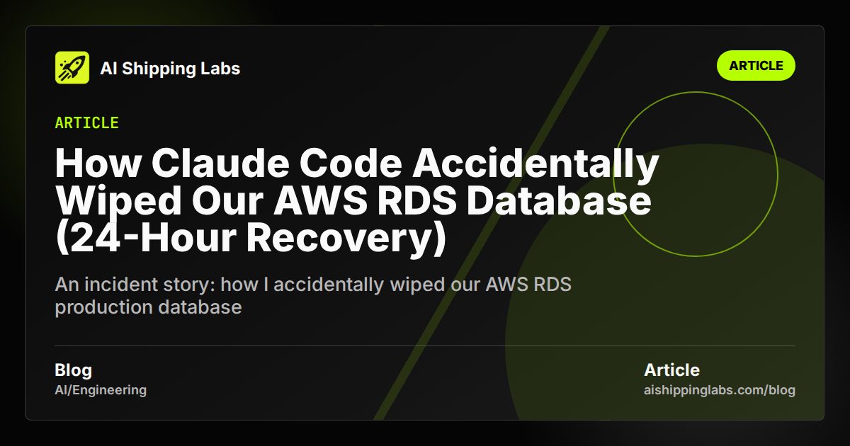 How Claude Code Accidentally Wiped Our AWS RDS Database (24-Hour Recovery)
