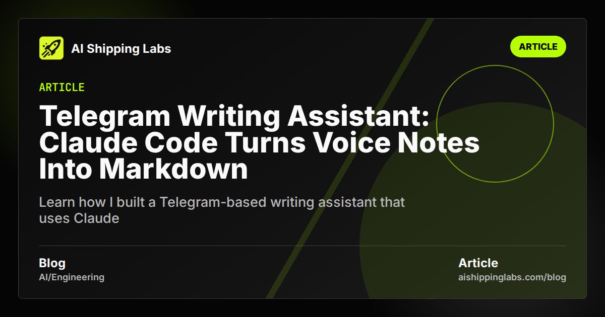 Telegram Writing Assistant: Claude Code Turns Voice Notes Into Markdown
