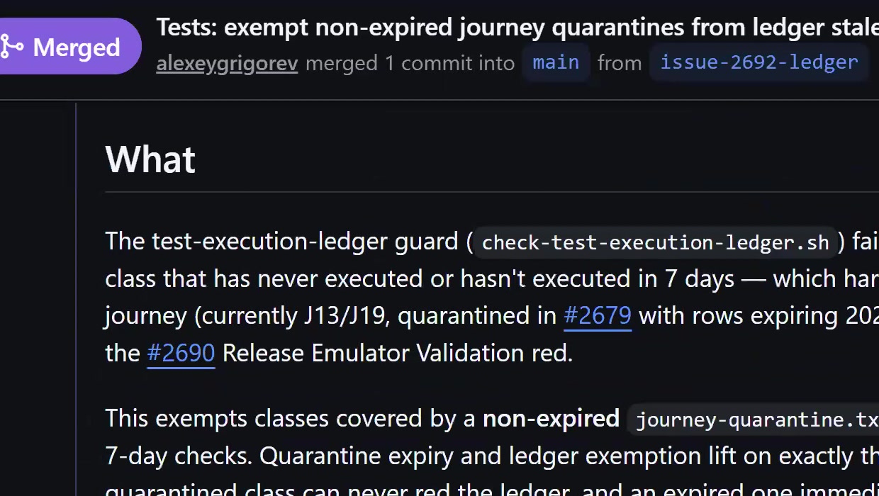 Merged GitHub pull request from the agent pipeline, with the change description visible
